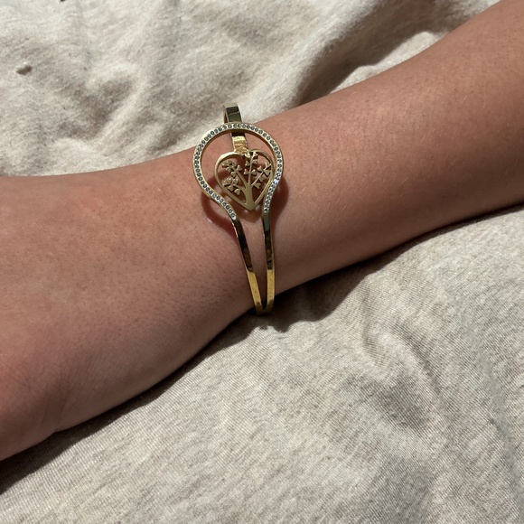 🌳.	“Tree of Life 18k Gold Plated Stainless Steel CZ Bangle” ' - Picture 4 of 16